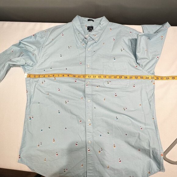 J CREW Mens Slim Flex Oxford Button Down Shirt Sz XXL Sailboats Blue Nautical - Picture 6 of 15